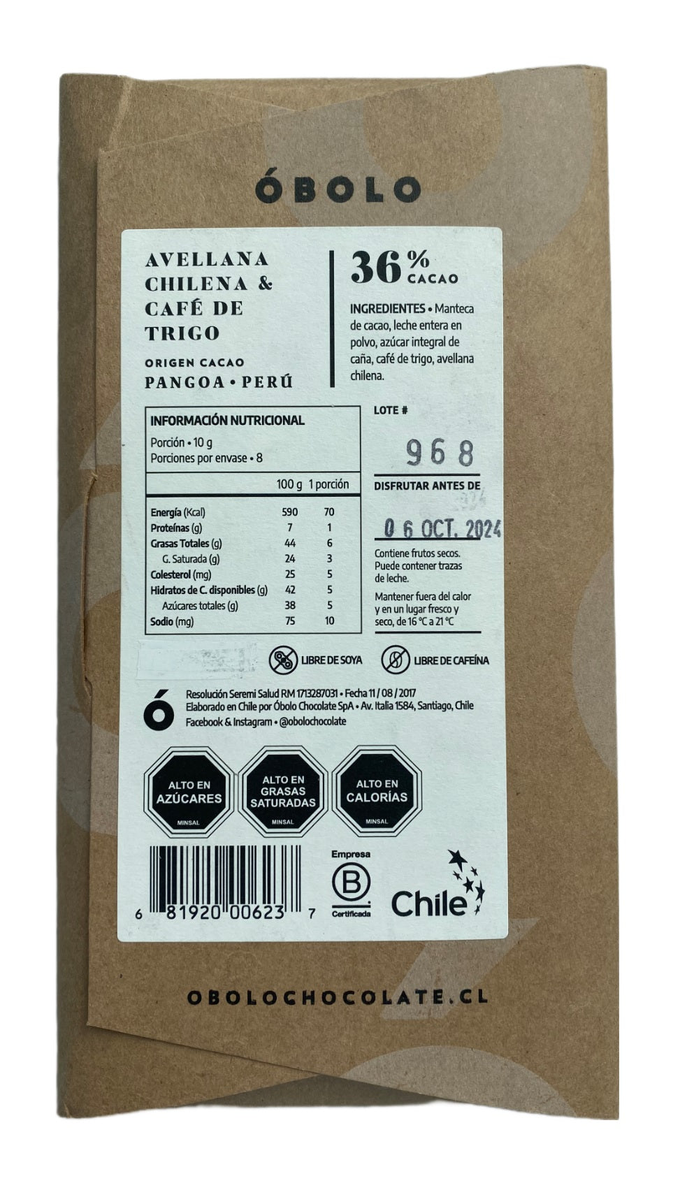 Chocolate Avellana y Café de trigo