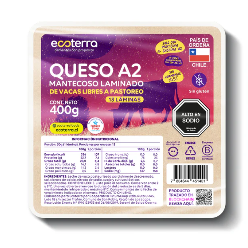 Queso laminado A2 de vacas libre pastoreo