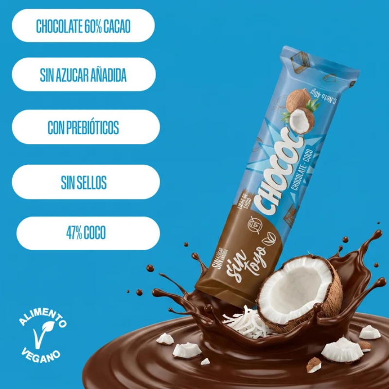 Barra Chocolate-Coco sin azúcar