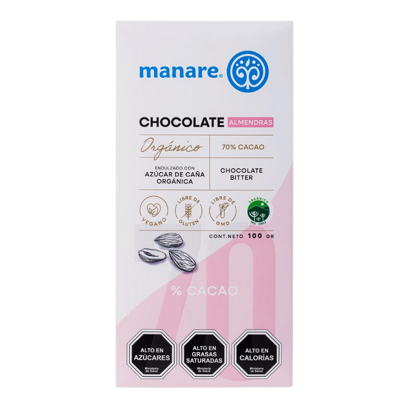 Chocolate Orgánico con almendras 70% cacao