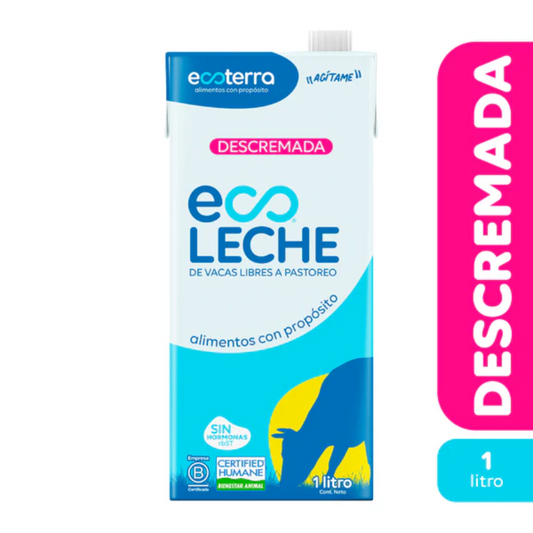 Leche descremada de vacas libre pastoreo