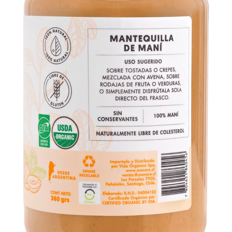 Mantequilla de Maní Orgánica