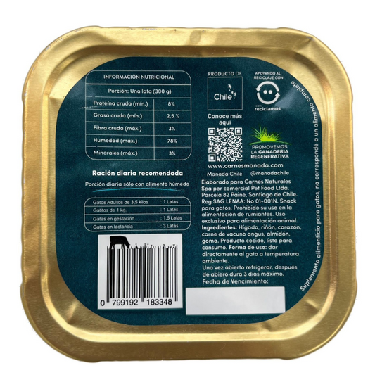 Paté de vacuno para Gatos