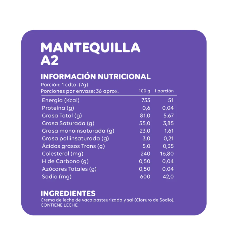Mantequilla A2 de vacas libre pastoreo